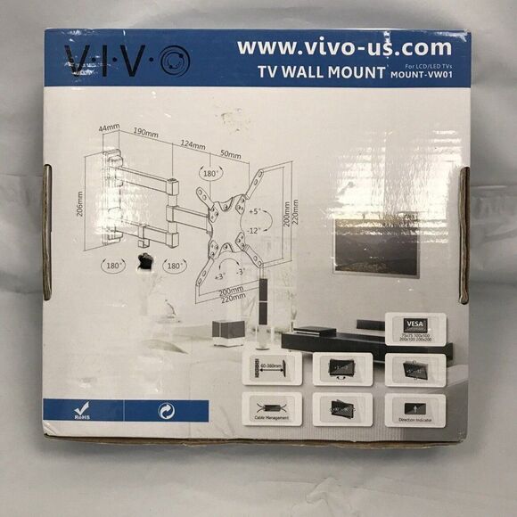 VIVO Full Motion 20kg/44lbs Capacity Compatible 13in-42in TV Wall Mount NS144 - Picture 2 of 10